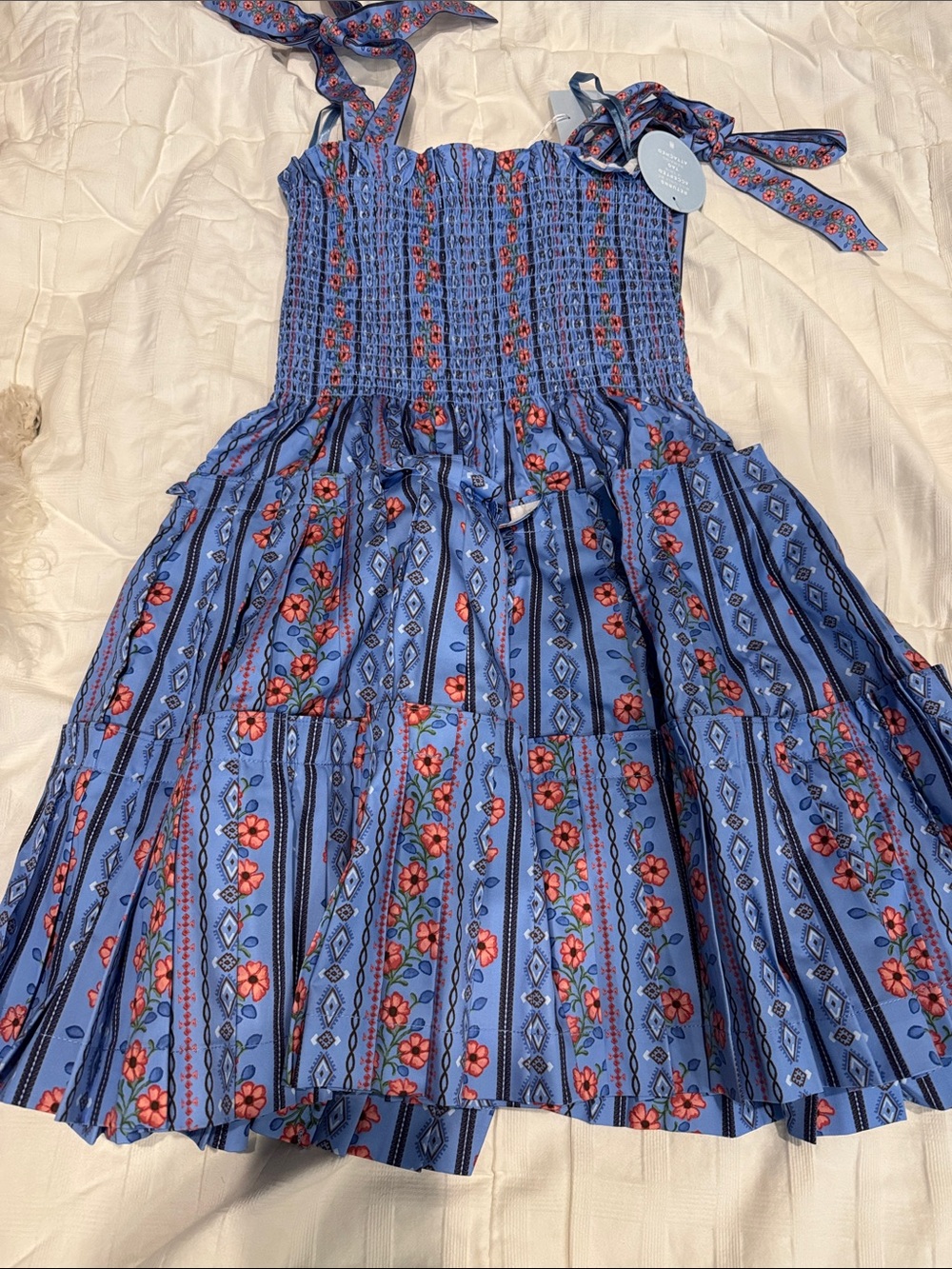 NWT Hill House Blue Floral Tie-Shoulder Sundress - Picture 4 of 5